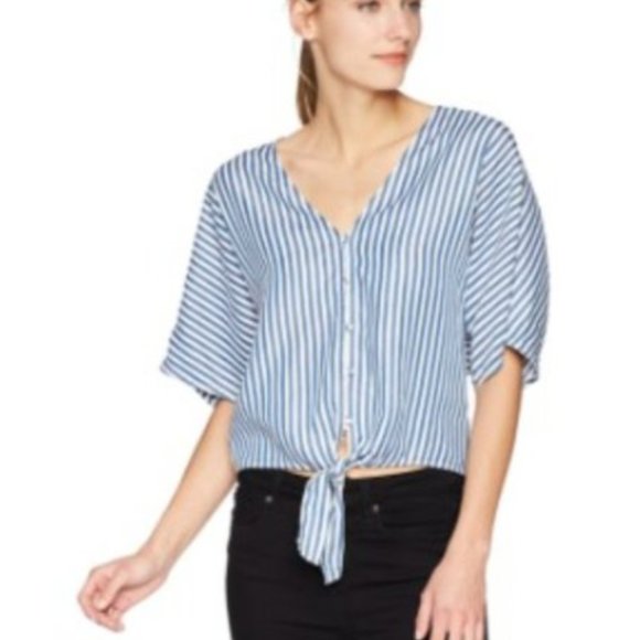 PAIGE Striped Tie Front Baylee Top - Picture 9 of 10